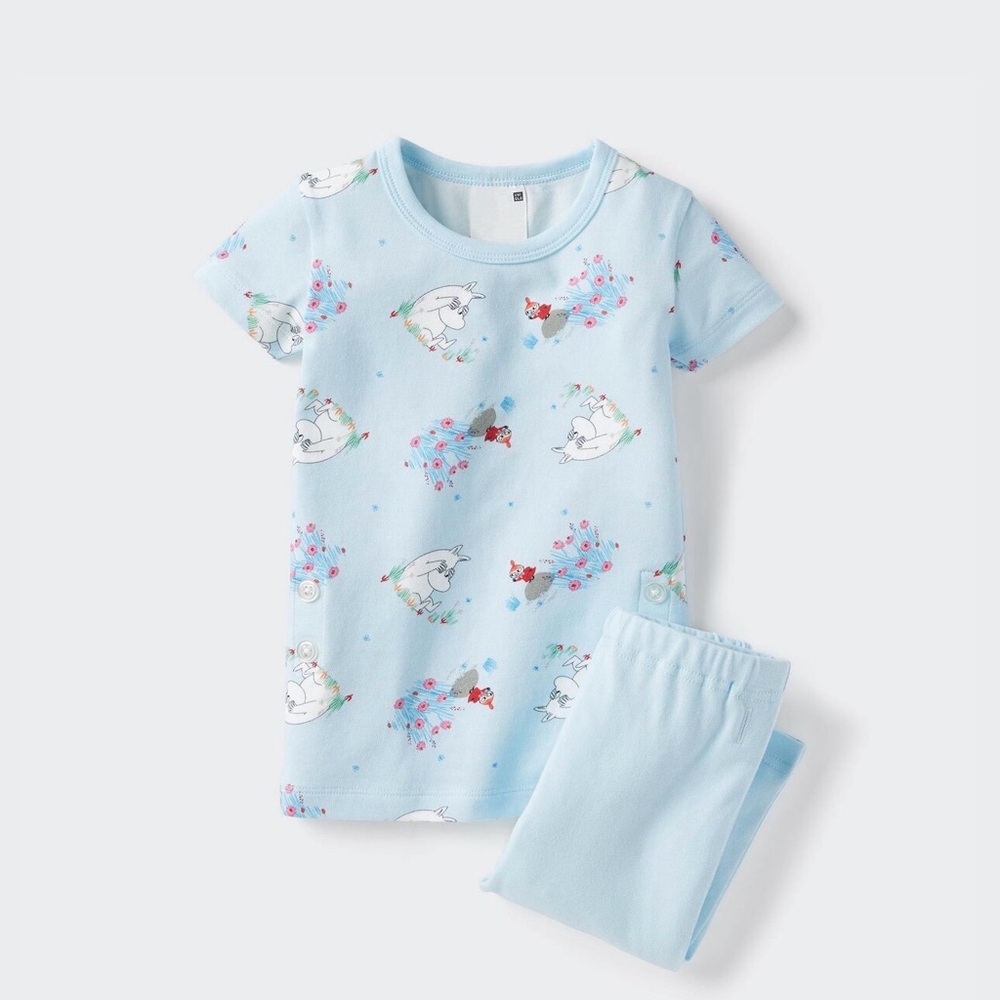 Brand news Uniqlo girl’s pajamas set short sleeve top & bottom blue girl size 4T
